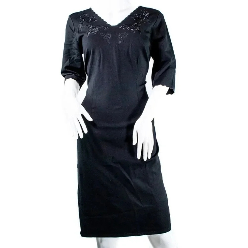Tahari Black Scalloped Dress
